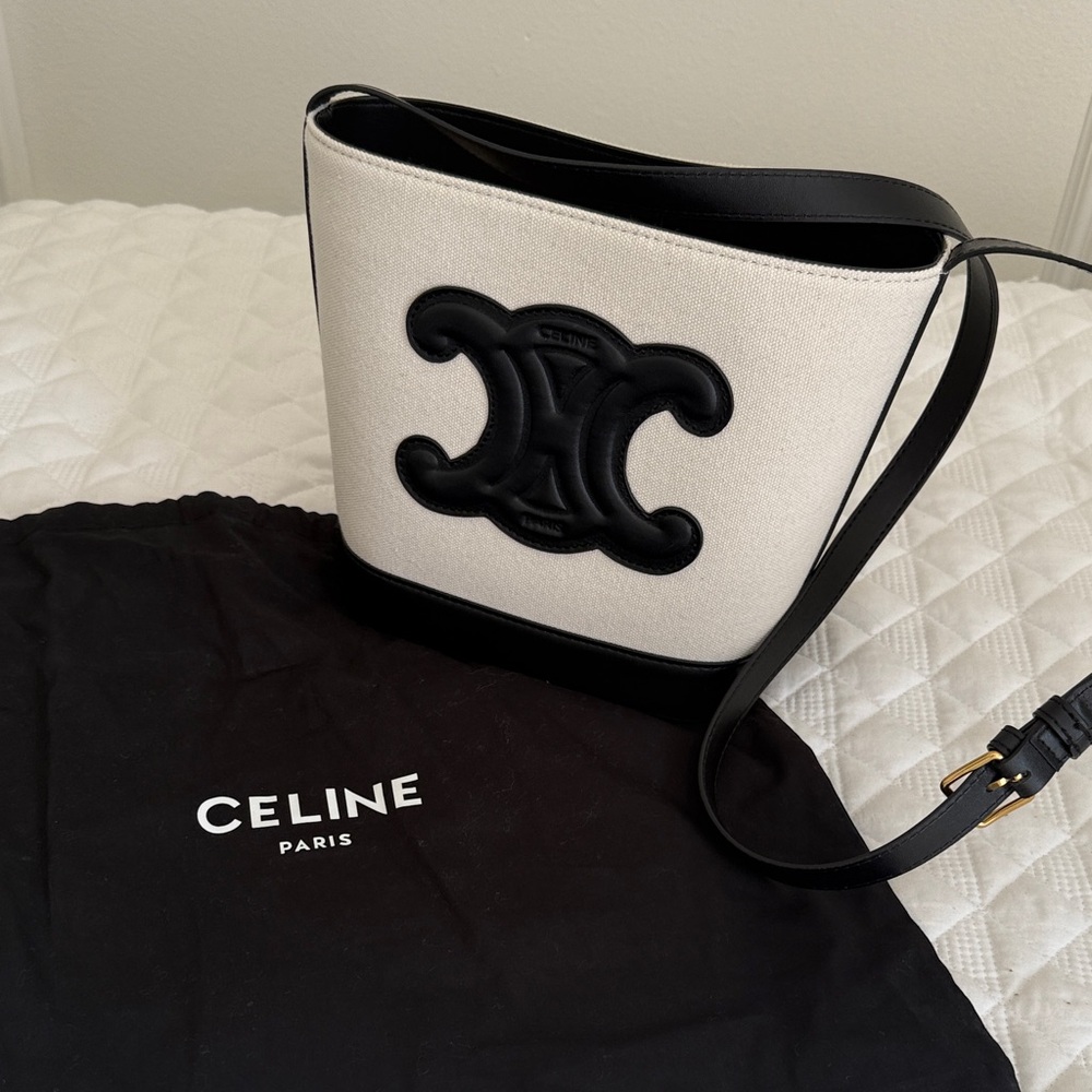 Celine Black and Cream Shoulder Bag